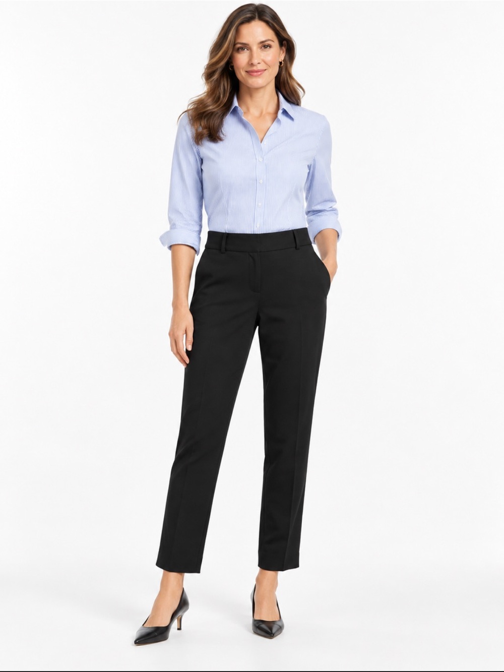 Talbots Hampshire Straight Ankle Pants Black 10P Petite Stretch Work Trousers